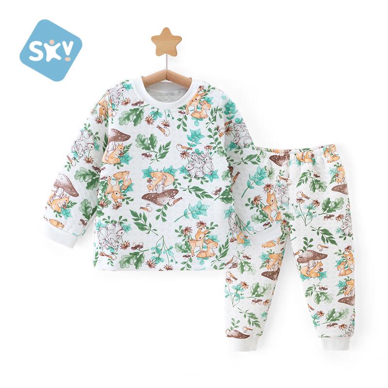 Shubeiyi Baby Unisex Fleece-Lined Thermal Underwear Set 110
