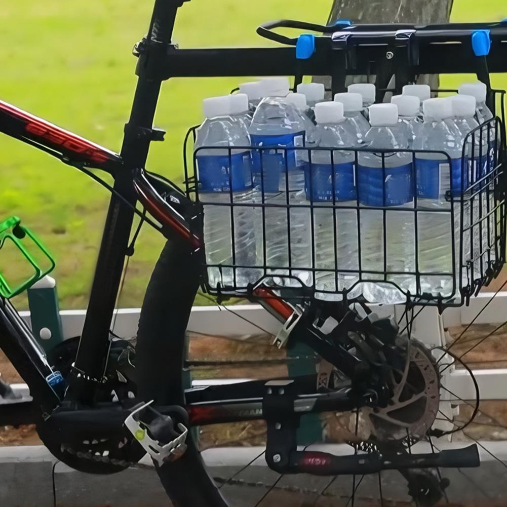 Metal Wire Ebike Basket Rust Proof Quick Release Frame Basket Non-Slip Fold-Up Bike Cargo Rack for Outdoor Cycling Travel Basket