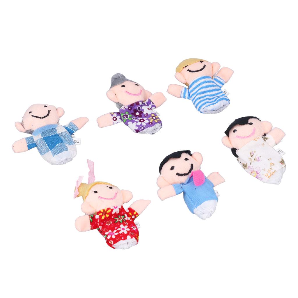 6pcs Finger Puppet Set Cute Family Plush Finger Puppet Doll Storytelling Props for Teacher Parents