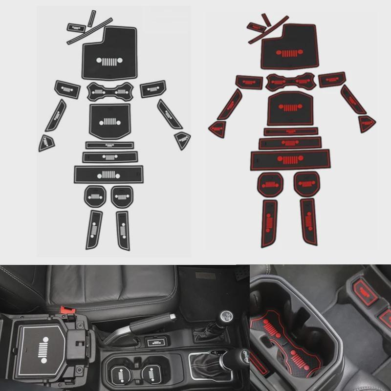 for Wrangler JL 2018-2023 Automotive Interior Rubber Mats Automotive Style Accessories Red and White