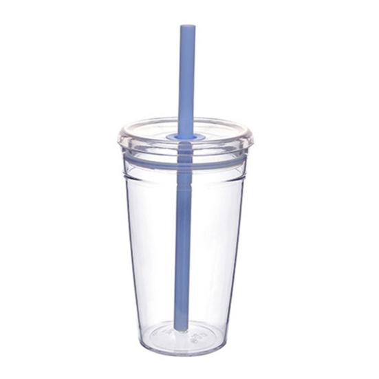 Transparent Tritan Straw Tumbler 16oz Colorful Coffee Cup with Lid Cute Leak-Proof Sippy Cup for Iced Coffee Tea Juice Milk