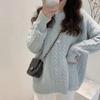 Twist pullover sweater 1011 autumn and winter new lazy wind solid color loose casual bottoming knitted sweater women's clothing