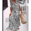 Printed Short Sleeve Women Dress Summer New V-Neck Loose Casual Plus Size Dress Women A-line Elegant Loose Floral Beach Holiday Long Dresses 768