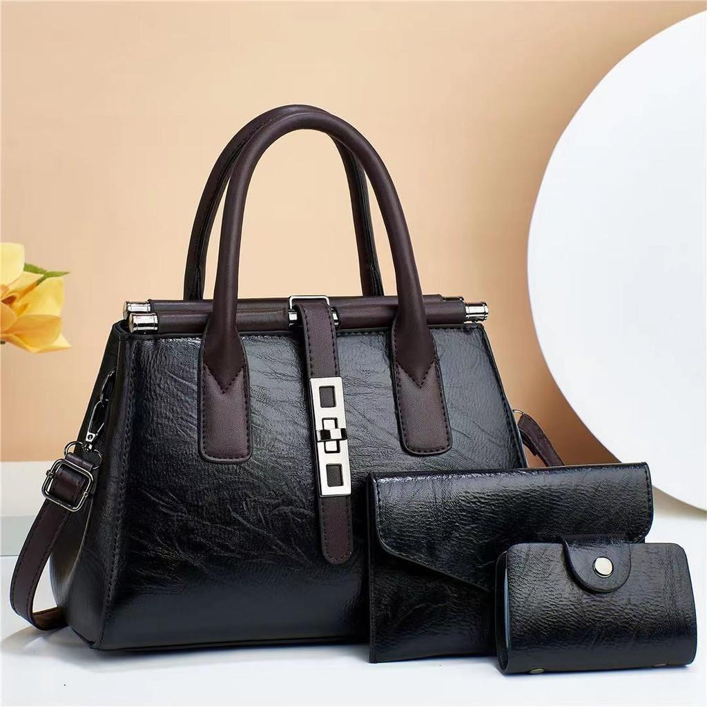 Einfache Umhängetasche Damenmode Große Tasche Dreiteiliges Set Handtasche Muttertasche PU Vielseitig Leicht Verschleißfest Urbaner Minimalistischer Stil