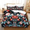 Purple Flower Print Bedding Bedroom Set Duvet Cover With Pillowcase Three-Piece Set