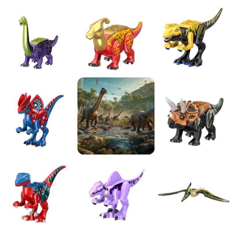 Small Dinosaur Night Light Colorful Jurassic Bagged Dinosaur Assembly Building Blocks Intelligence Toy
