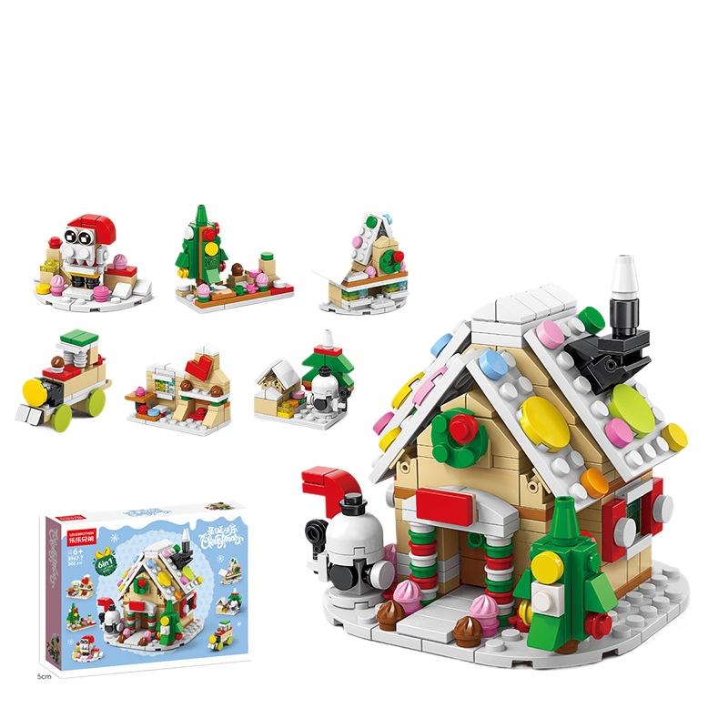6 In 1 Christmas Train Model Building Blocks Bricks Sets Classic Dolls Kids Toys Gift