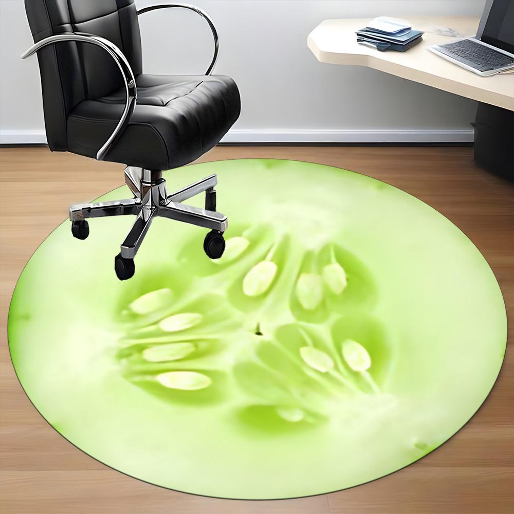 1pc Cucumber Slice Office Round Area Rug, Indoor Mat Suitable For Office, Under Office Chairs Bedroom Living Room Home Decor, Room Deco
