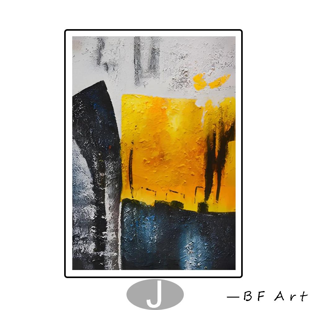 Abstract Art Colors Black Yellow Blue White Orange Home Decor Canvas Painting Wall Art Poster Prints Pictures Living Room Murals
