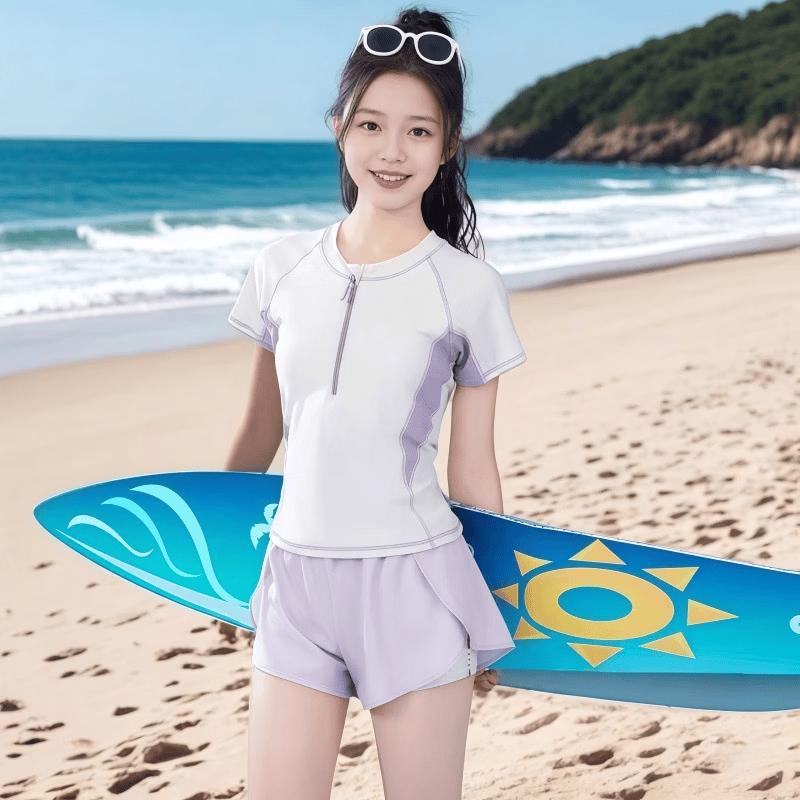 Jun Kiss Girls' Conservative Sports Two-Piece Swimsuit