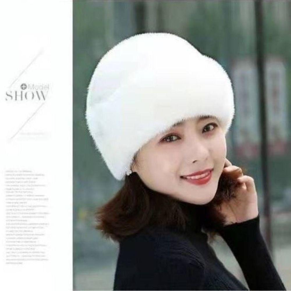 Thickened Bucket Hats Pearl Flower Decor Thermal Hat Solid Color Women Winter Hat  Autumn Winter