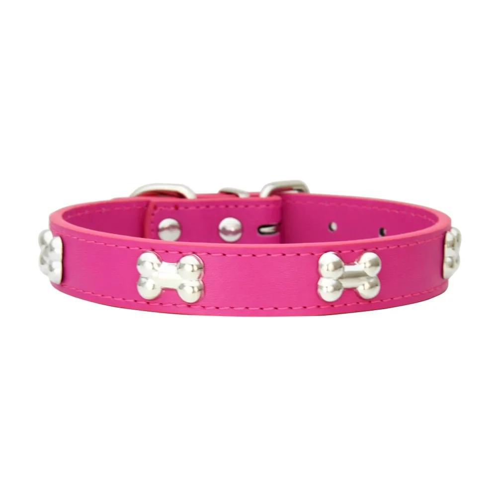 New pet PU leather bone dog collar for cross - border spot wholesale, can be matched with traction belt