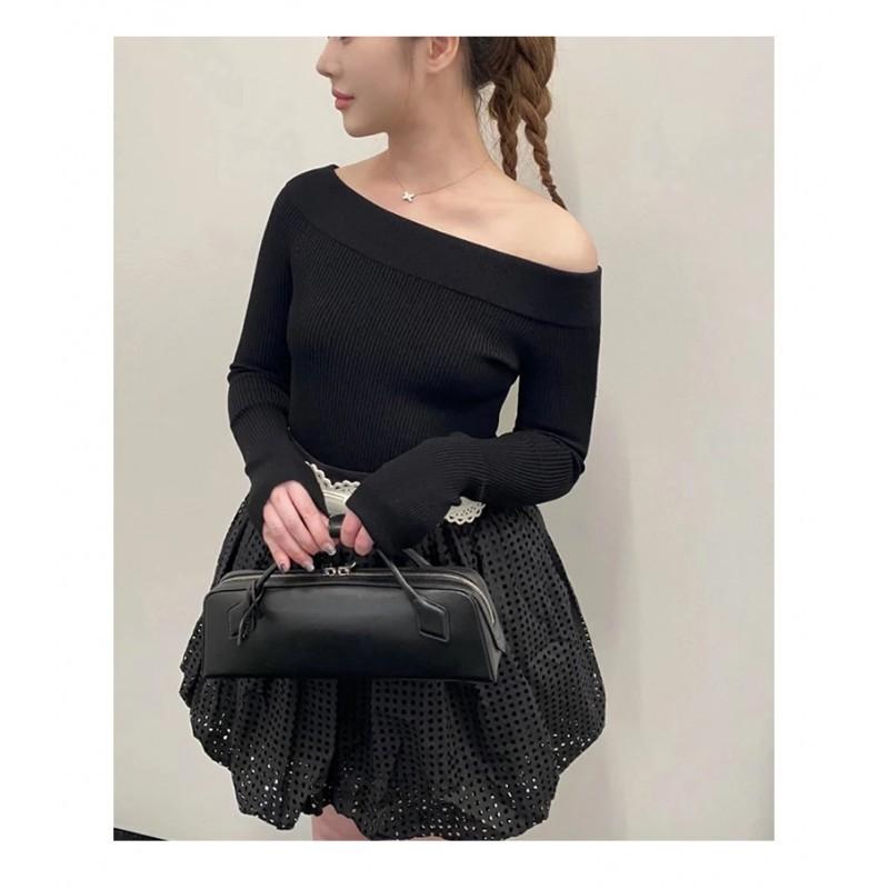 Genuine Leather French Stick Bag Women's Crossbody Fashionable Short Top-layer Cowhide Commuter Street