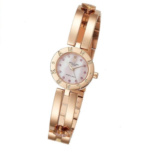 ANNE CLARK Women's Watch, AM1020 Series, Moving Heart & Cross Design, Natural Pink Shell Dial, Natural Diamonds, Skin-Friendly All-Stainless Steel (Pi