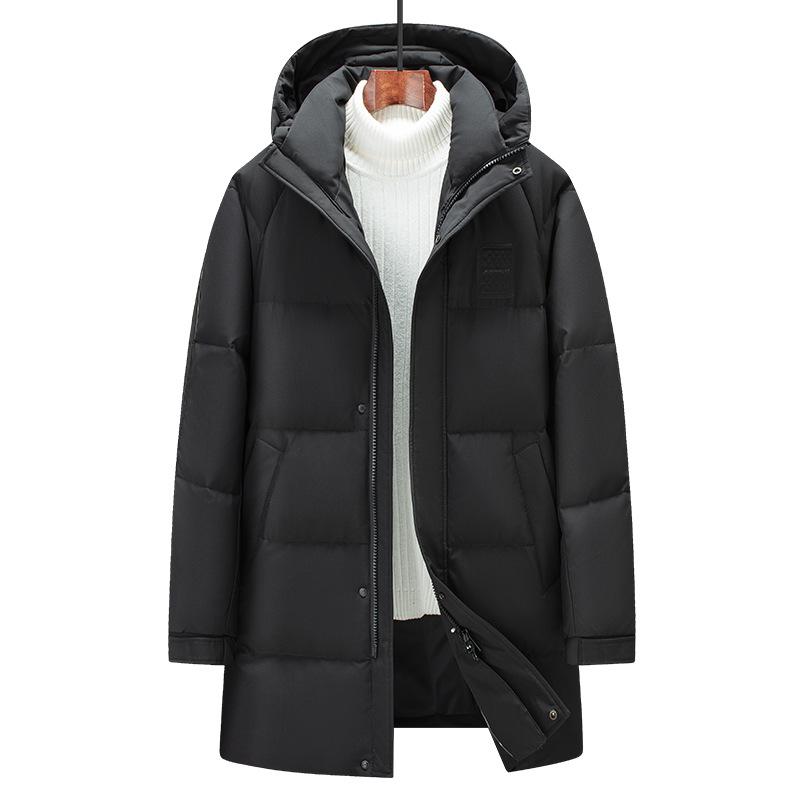 Men's Down Jacket Autumn and Winter Medium and Long Thickened Hooded Down Jacket Men's Middle-aged and Young Men's Jacket