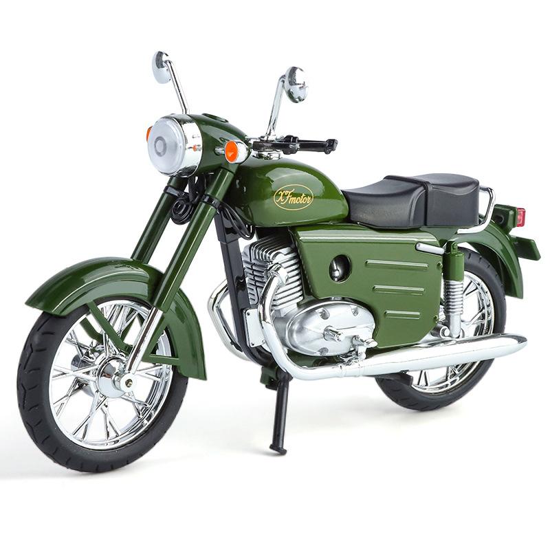 

1/10 Чехословакия Jawa250 Классический мотоцикл Сплав Металл Литой Модель автомобиля Звук и Свет Автоцикл Коллекционные предметы Подарки на день рождения зелёный