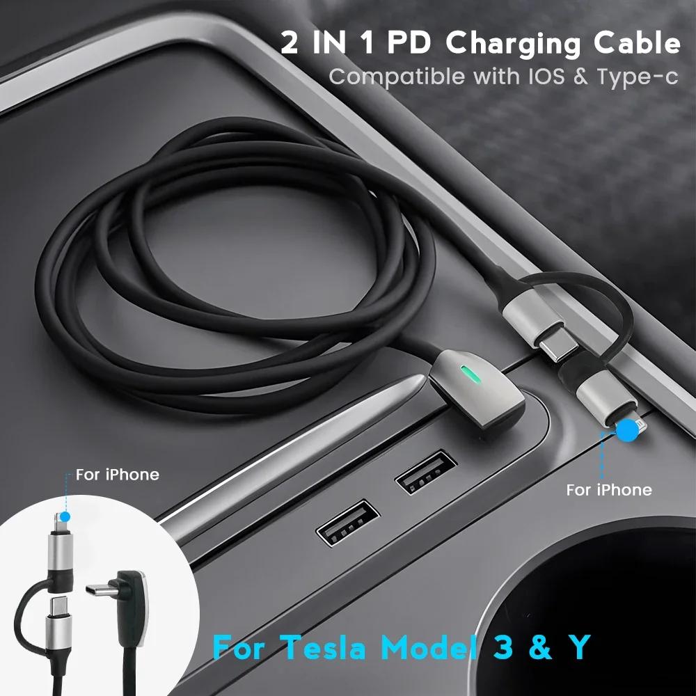 For Tesla Model 3 Y 2021 2022 2025 Docking Station 27W Quick Charger USB Shunt Hub Power Splitter Type-C Charger Car Accessories