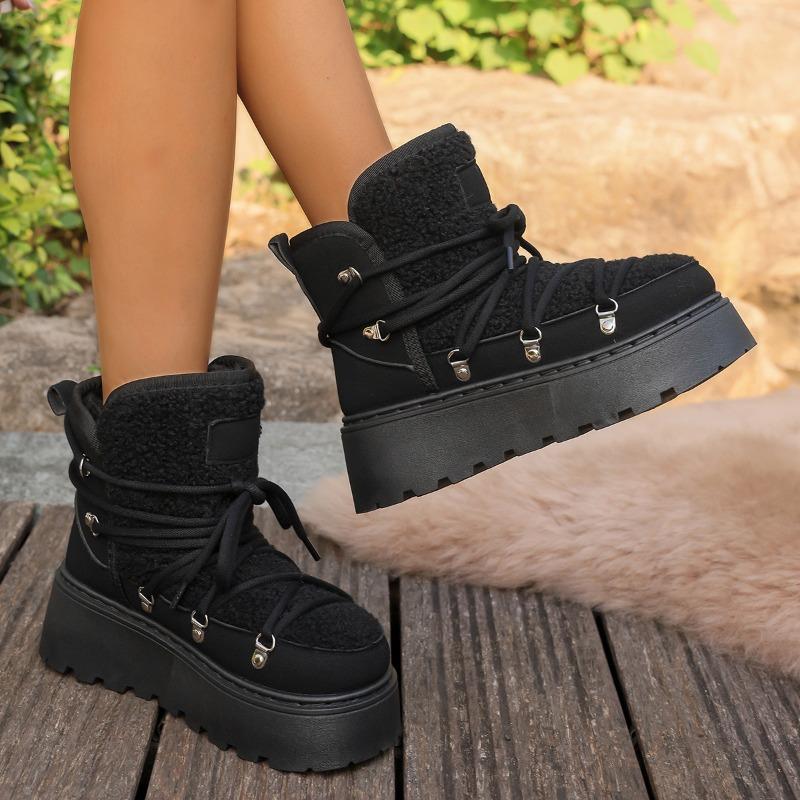 Grenzüberschreitender Außenhandel Schneestiefel Damen Neu Winter Fell Integriert Aufgeplüscht Verdickt Warm Rutschfest Nordost Baumwollstiefel