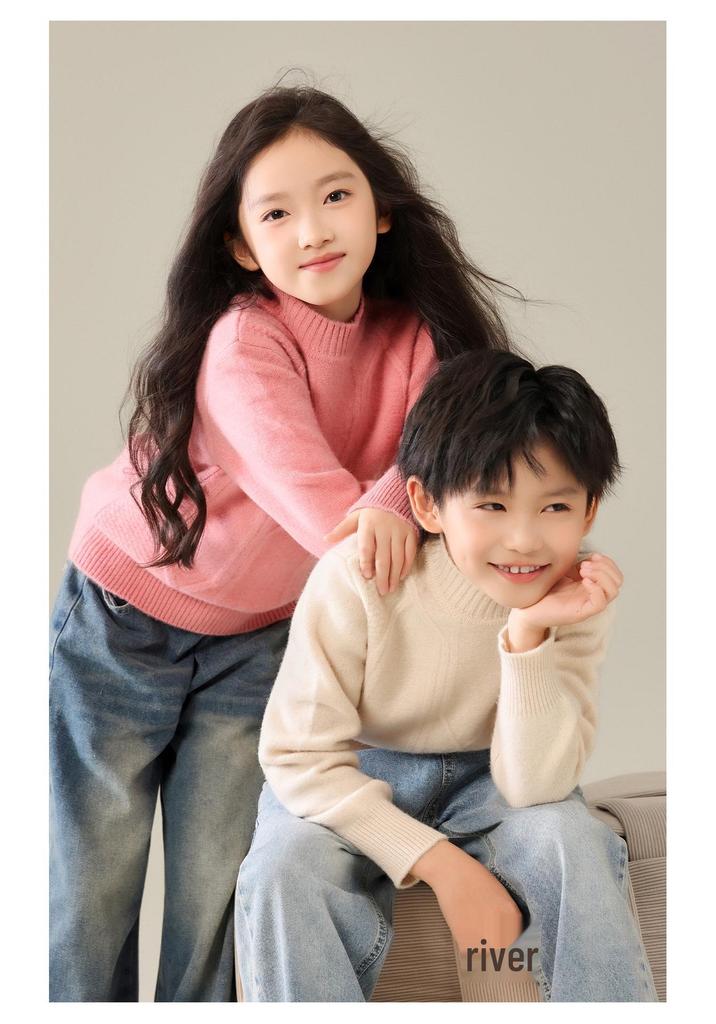 Unisex Wool Cable Knit Sweater - Autumn/Winter Pullover for Kids