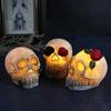 Realistic Human Skull Resin Statue Head Skeleton Ghost Whisper Graveyard of Craniums Figurine Sculpture, Skull with Red Rose