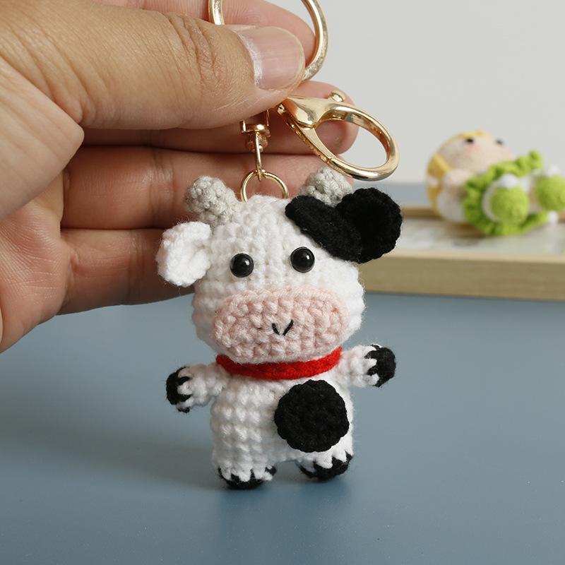 

В язана гачком корова, плюшева лялька, м які іграшки, подарунки для немовлят і дітей, плюшевий брелок-підвіска, подарунок на день народження для хлопчиків і дітей