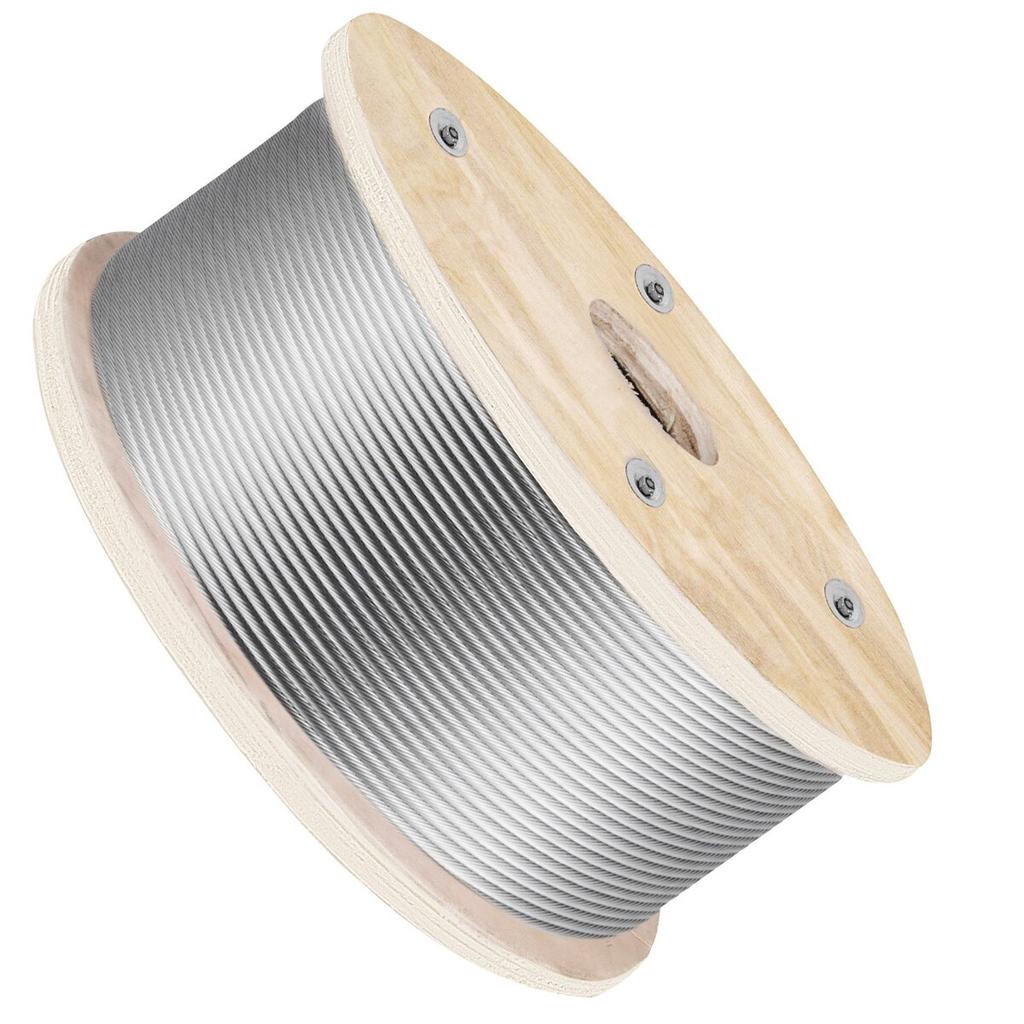 316 Stainless Steel Wire Rope 500ft Length, Steel Wire Cable 3/16 Inch, Steel Cable Railing Decking With 1x19 Strands Construction, 4700lbs Breaking