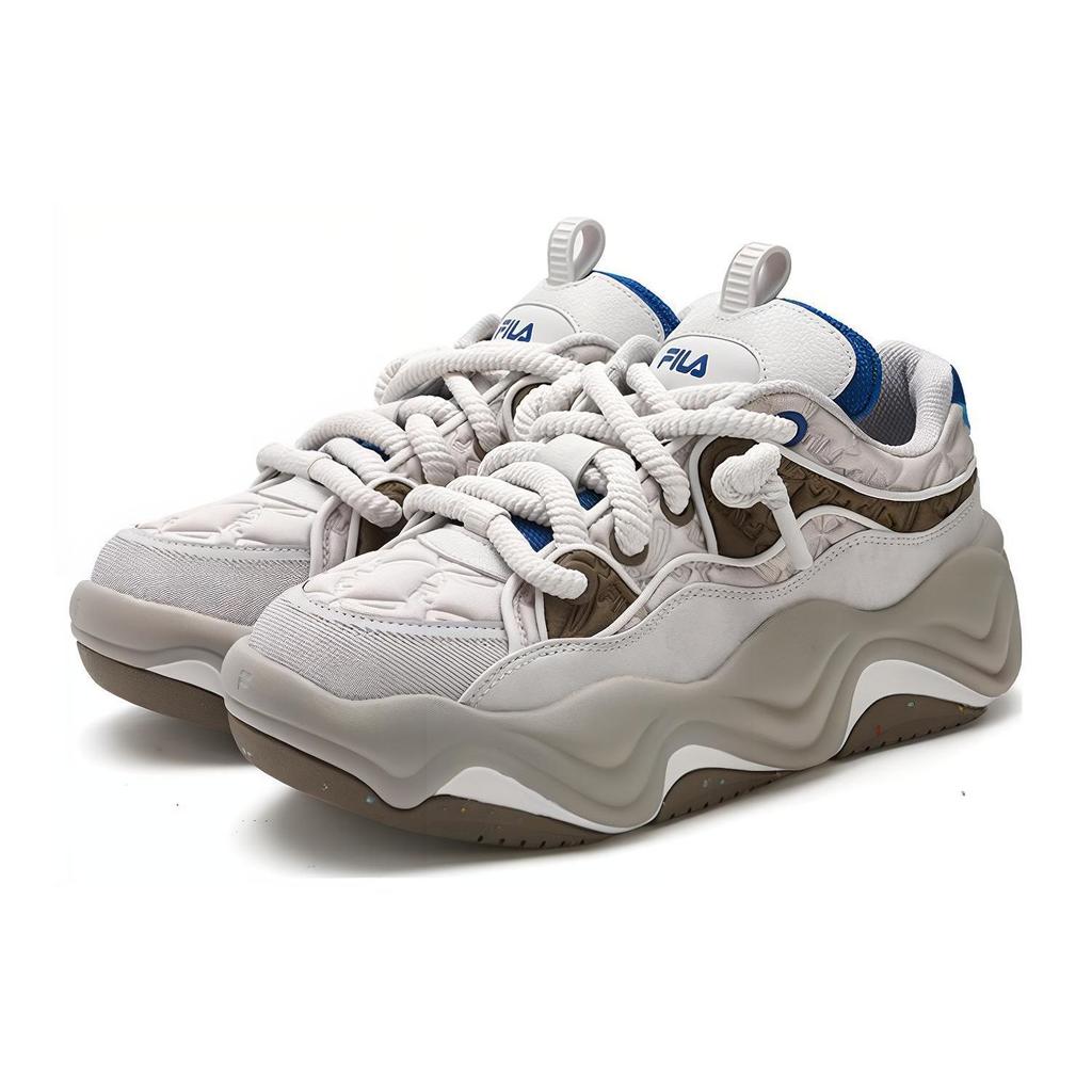 FILA Brook LV Fabric Synthetic Leather Comfortable Versatile Wear-Resistant Breathable Low-Top Casual Shoes Men sneaker Gray Green F12M341202FND