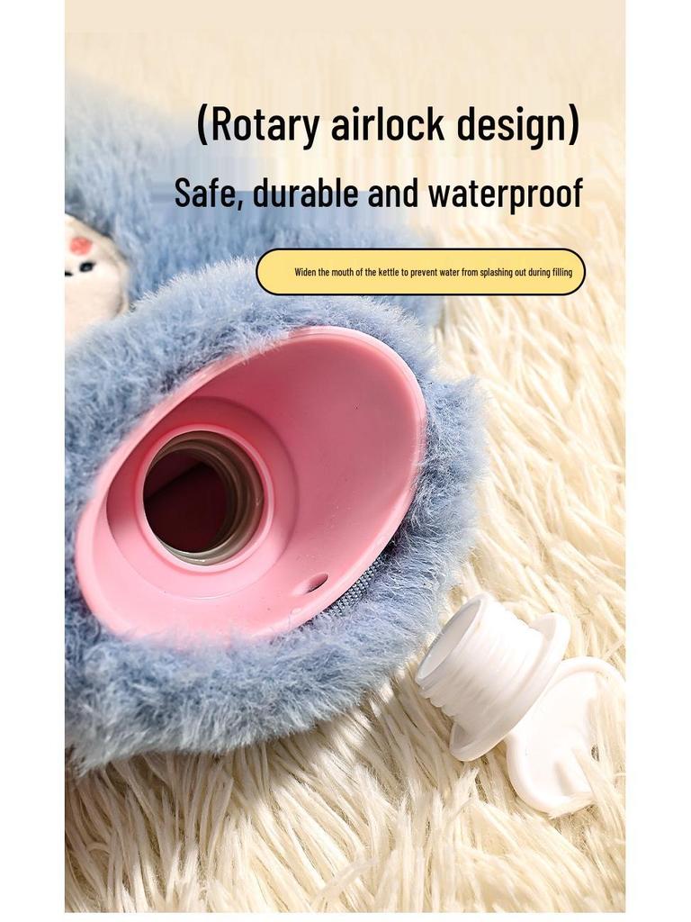 Cartoon Flannel-Covered Thick Plastic Hot Water Bottle - Winter Bed & Hand Warmer for Girls