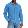 Men's Linen Collared Long Sleeve Shirt for Spring and Fall Casual Daily Wear