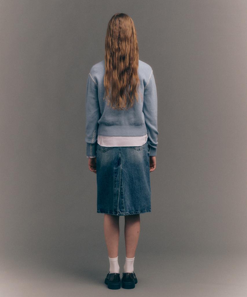 Seteo (W) Maradi Denim Midi Skirt Crinkle Washed Blue