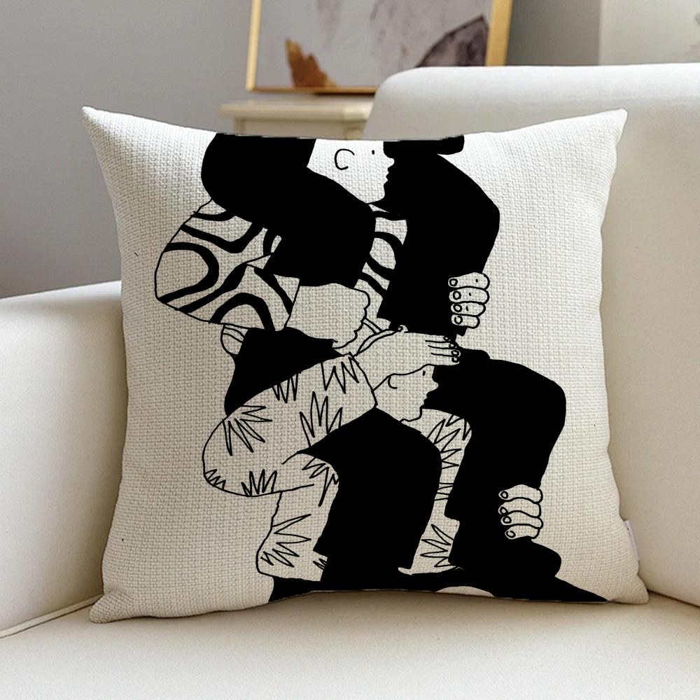 L-Lukas Eglinskas Cushion Cover Cushion Cover Pillowcase, Anti-Mite Invisible Zipper, Linen Sofa Cushion