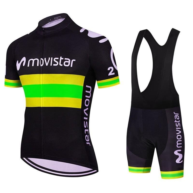 Herren Fahrradtrikot Trägerhosen Set 2026 Movistar Team Atmungsaktives Fahrset Rennrad