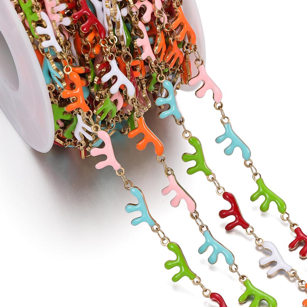 0.5m Colored Stainless Steel Enamel Chains Ocean Style Handmade Chains for DIY Bracelet Waist Chain Jewelry Making Chain