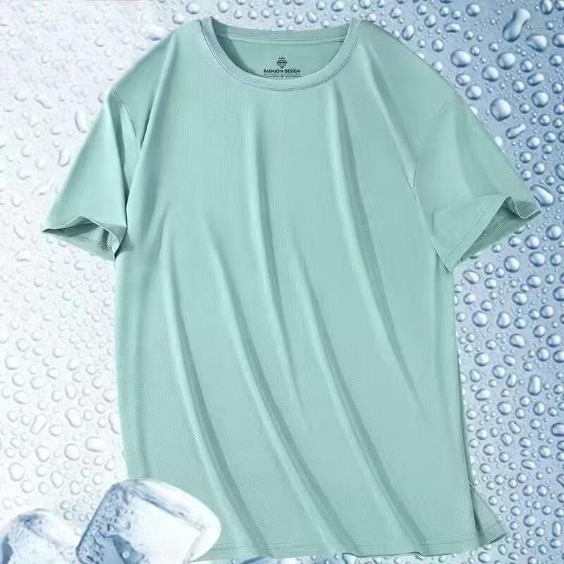 Short Sleeve T-Shirt Men'S Summer Thin Mesh Ice Silk Loose Top Half Sleeve Men'S Casual Large Size T-Shirt Quick Drying T
