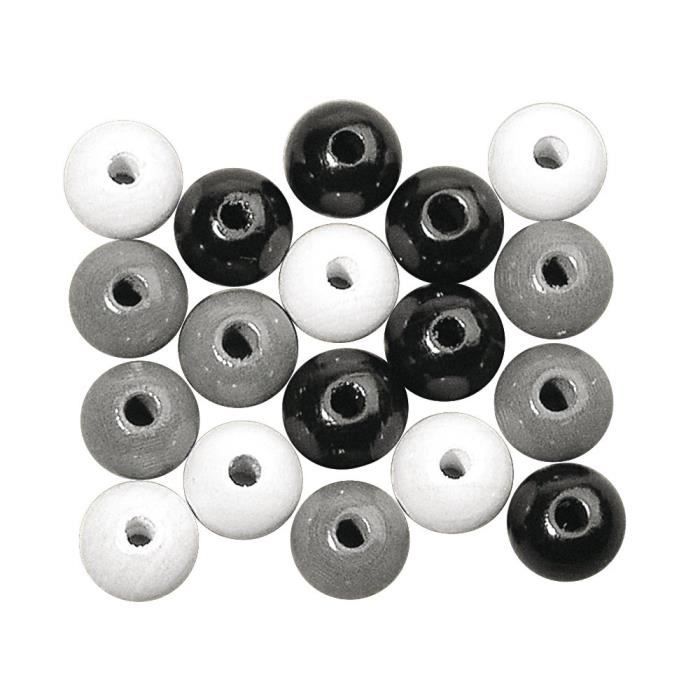 Bead Mix - Rayher - 1251700 - FSC 100% Wood - 82 Pieces - White and Black