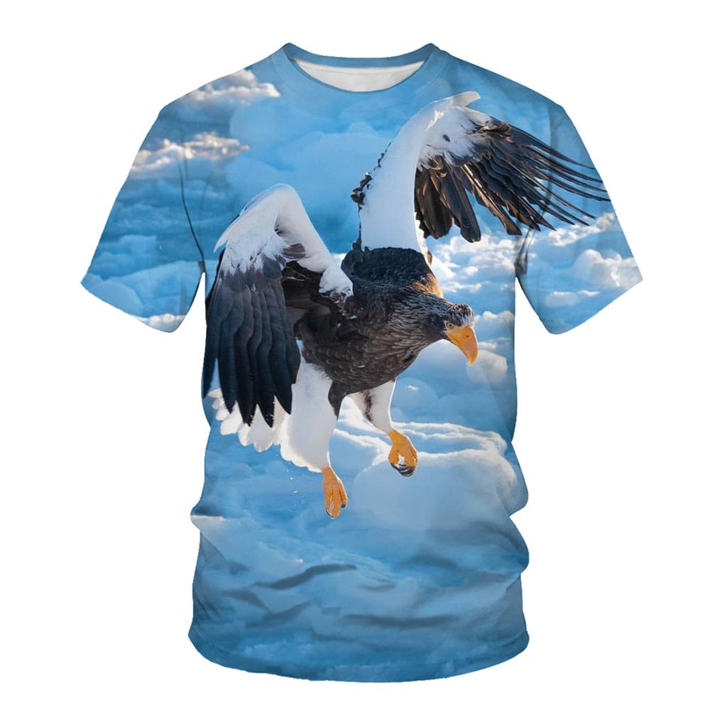 Ανδρικά Ανοιξιάτικα Καλοκαιρινά Μπλουζάκια Μόδας με Εκτύπωση Αετού Στρογγυλή Λαιμόκοψη Κοντομάνικα 3D T-shirt