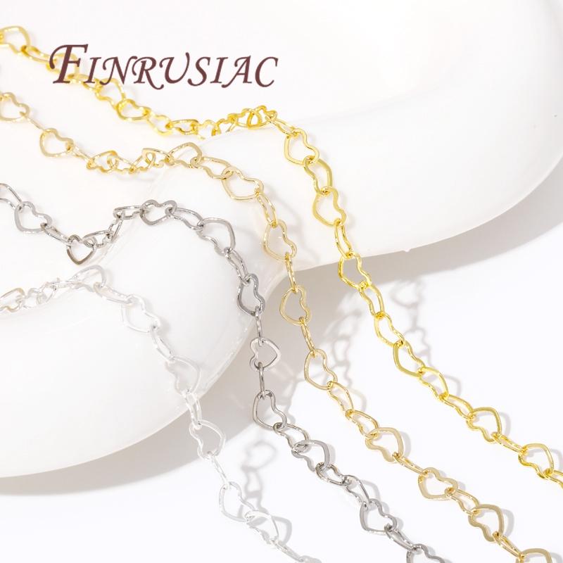 1/2Meters 14K/18K Gold Plated Love Heart Chains For Jewelry Making,Bulk Chain For Needlework,DIY Necklace Bracelets Findings