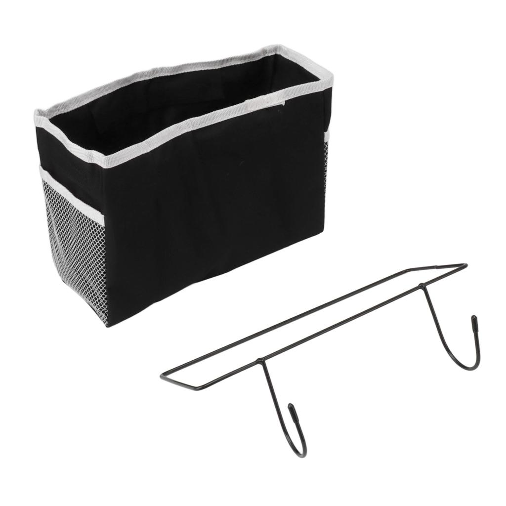 Bedside Storage Basket Hook Hanging Canvas Bag Rail Organization Shelf for Dormitory Office Living Room