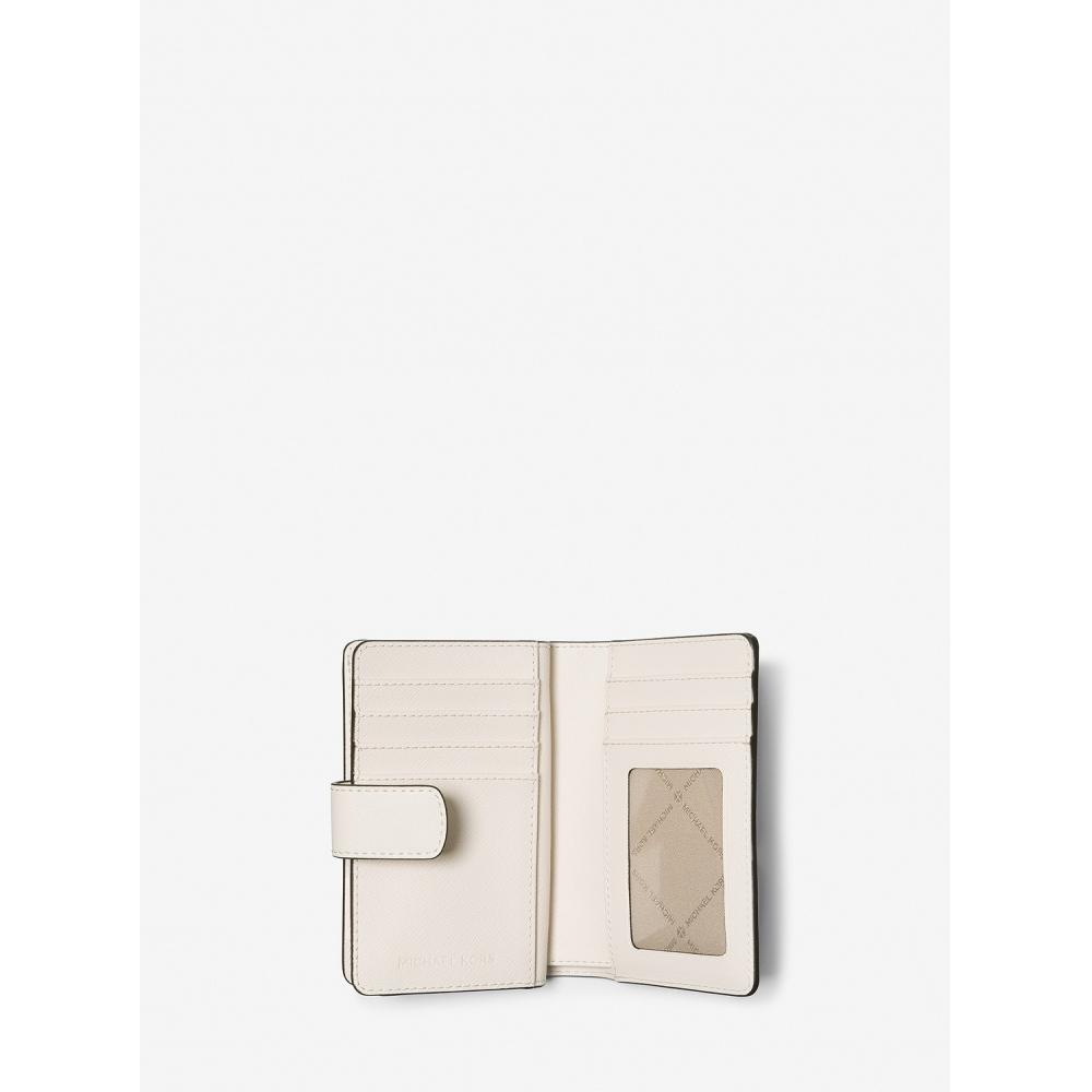 Michael Kors Jet Set Travel Billfold Zip Compact Wallet Medium 35f7gtvf2l2171 Light Cream
