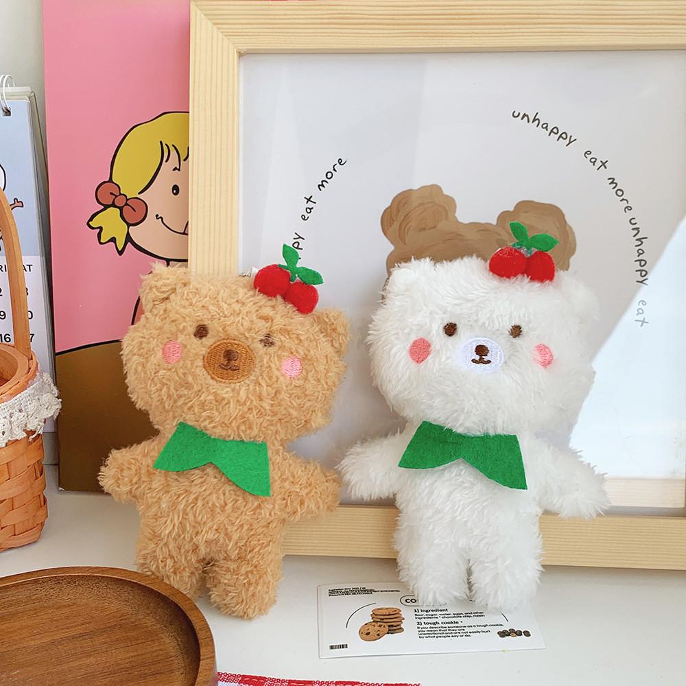 Adorable Plush Bear Rabbit Keychain For Kids Soft Coral Fleece Stuffed Animal