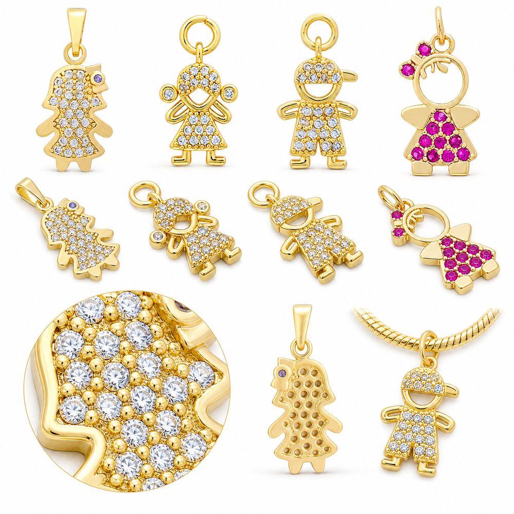 Brass Base Brass Pendants 18K Gold Plated Micro Pave Charms Cubic Zirconia Pendants Jewelry Gift