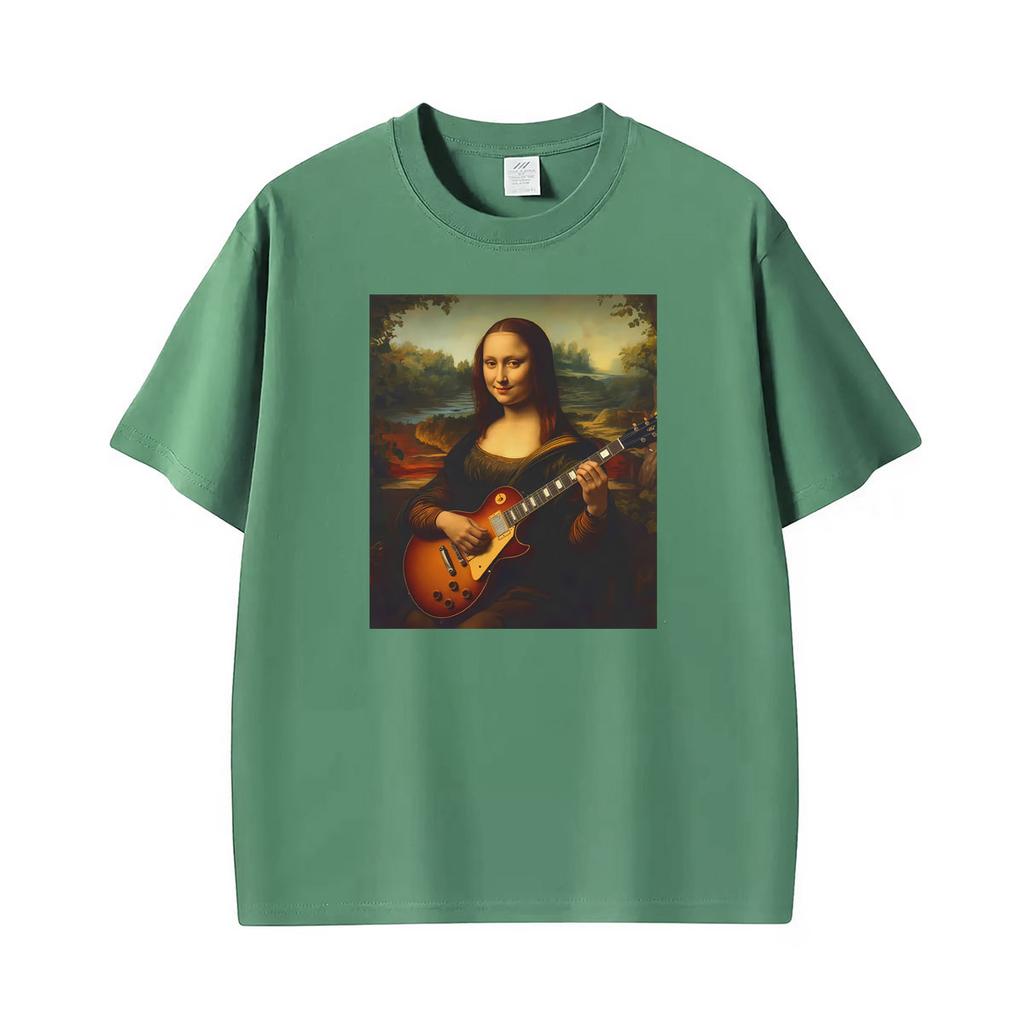 Mona Lisa Playing Electric Guitar Renaissance Art Rock Tee Shirt Unisex Unisex Fashion Aesthetic T Shirt Hot Sale Streetwear Tshirt