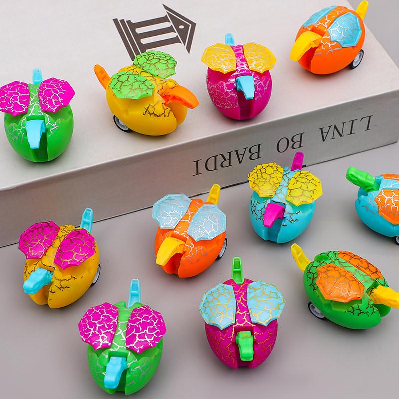 Colorful Mini Inertial Egg Shaped Dinosaur Model Children Toy Car Play For