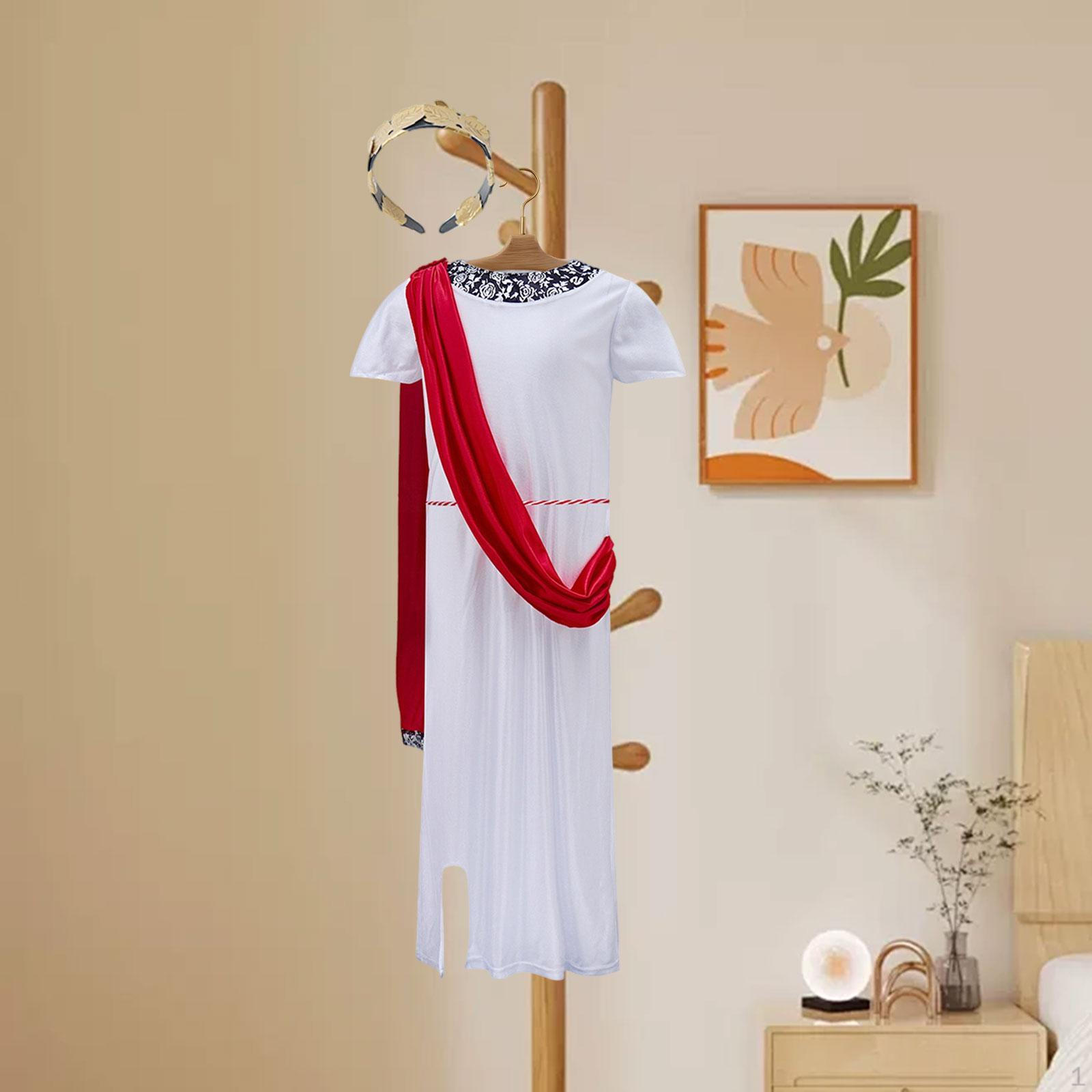 

Kids Girls Greek Toga Costume, Goddess Dress for Stage Performance, White 140cm