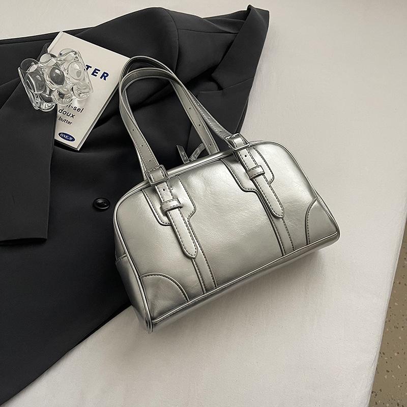Сумка женская большой вместимости 2025 новая модная высококлассная на одно плечо подмышечная сумка женская портативная сумка-тоут серебряный