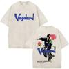 Anime Vagabond Miyamoto Musashi Vintage Washed Tshirts Men Women Clothing Casual Loose Fashion Short Sleeve T Shirts Streetwear