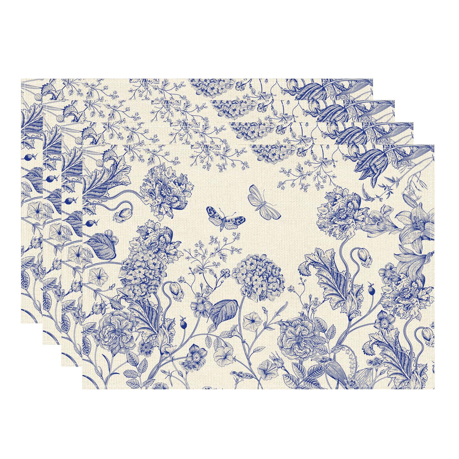 

Blue and White Porcelain Style Hydrangea Flowers Spring Placemat Set of 4 Summer Table Mats for Party Home Kitchen Dining Table Decorations 12x18 Inch Placemats Set of 4 （12x18 Inch）
