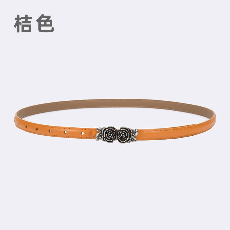 Belt Ladies Suit Jeans Decorative Belt Flower Camellia Button Head Leather Belt