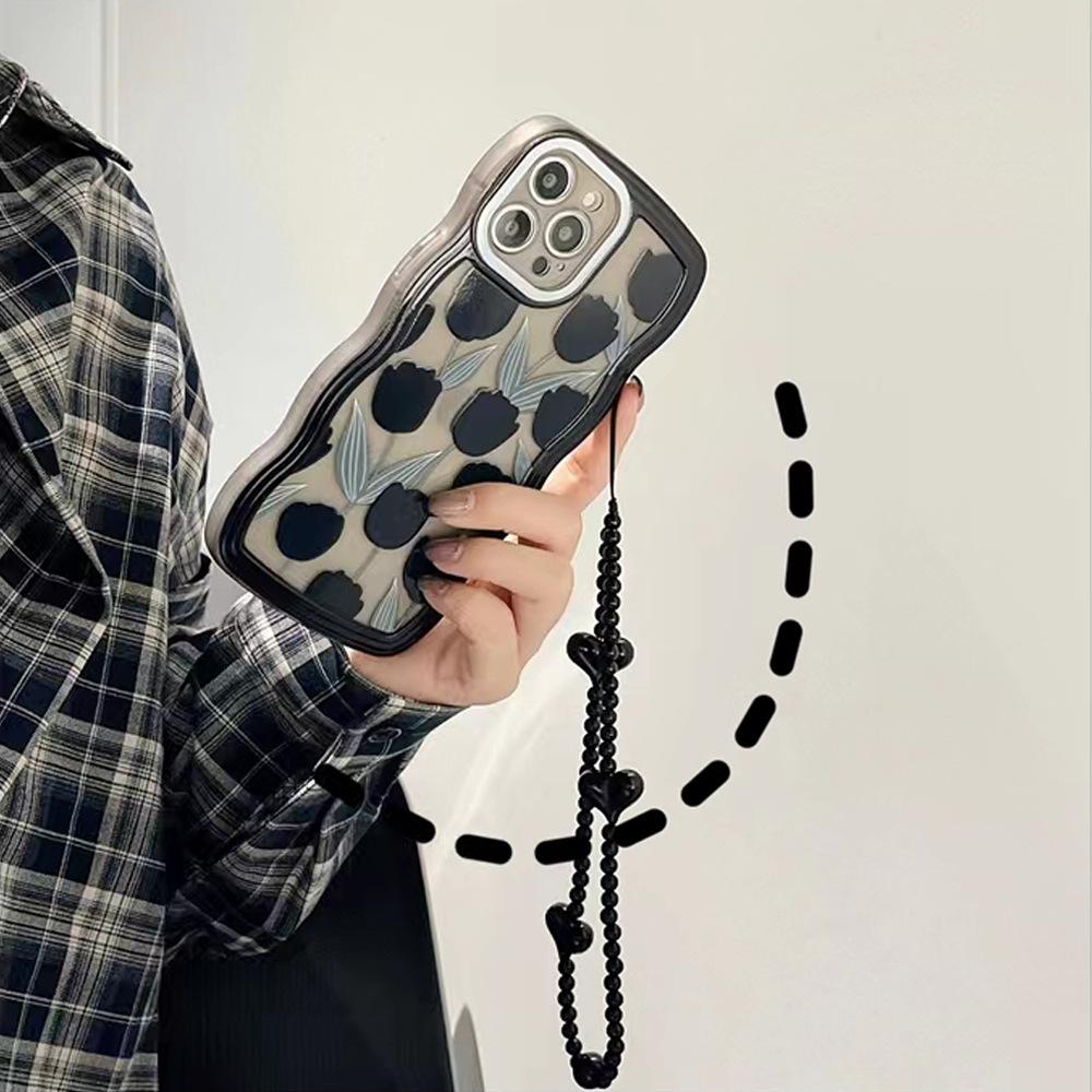 

Чехол для телефона Big Wave Side, подходящий для Apple 16PRO, полноэкранный, с черным цветком, для iPhone 13, Love Butterfly, полный комплект из ТПУ Apple 12