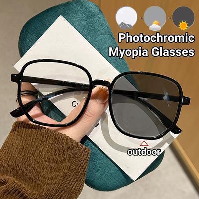 Großer Rahmen Photochrome Fertige Myopiebrille Trendige Outdoor Kurzsichtigkeit Sonnenbrille Farbwechselnde Anti-Blaulicht-Brille